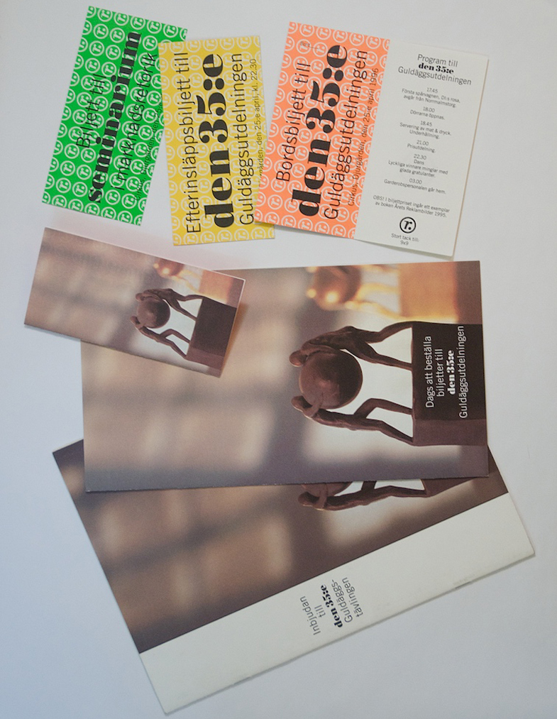 Broschy, program och biljetter till Guldäggstävlingen 1996, för Sveriges Reklamförbund